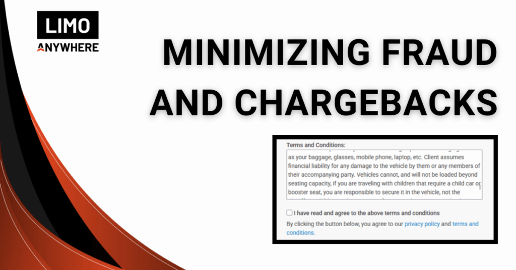 A slide titled Minimizing Fraud and Chargebacks with a screenshot from Limo Anywhere