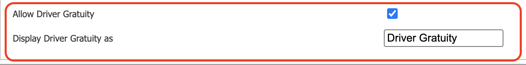Actual Limo Anywhere Company Preferences showing the Allow Driver Gratuity checkbox and name setting.